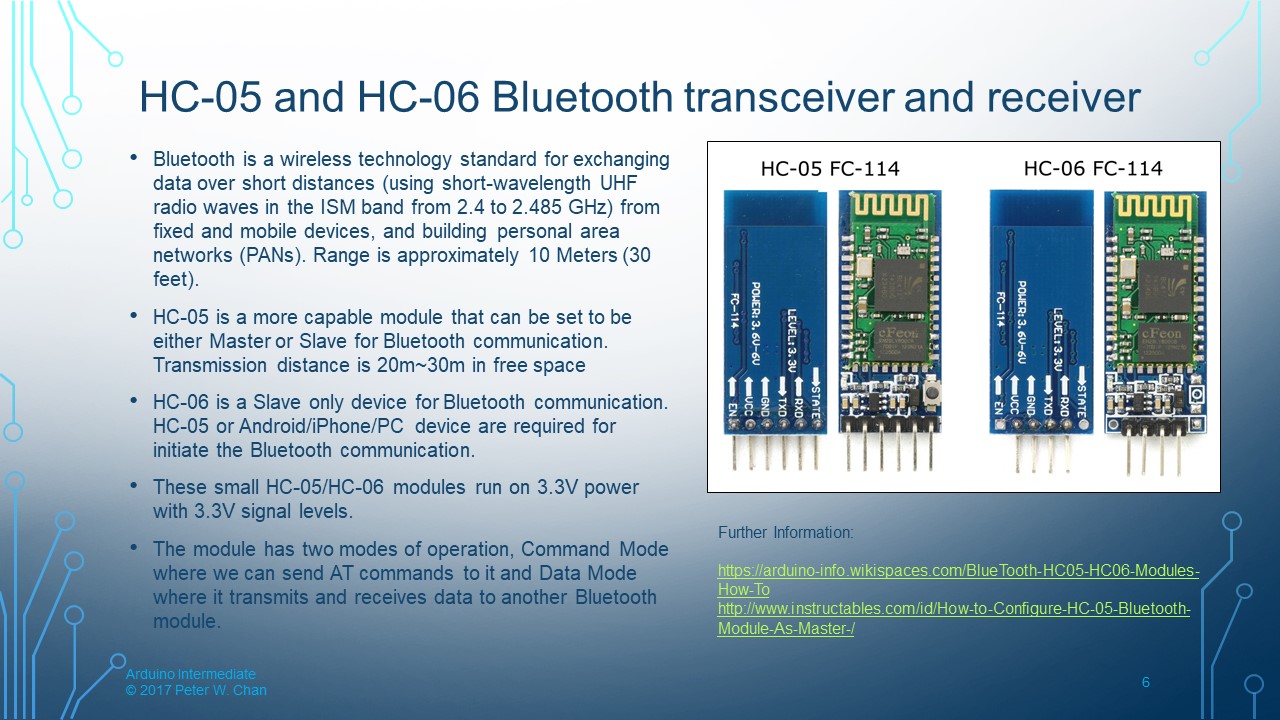 HC-05 and HC-06 Bluetooth transceiver and receiver