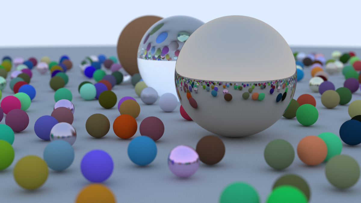 Spheres of different size, color and material