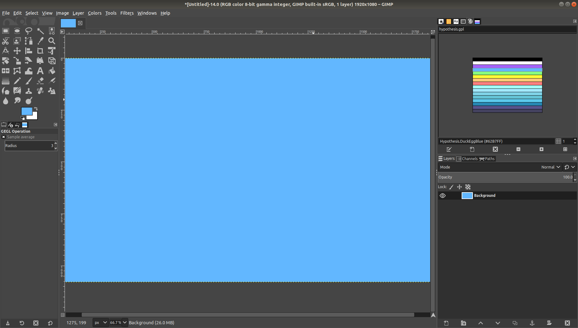 GIMP showing Hypothesis colour palette