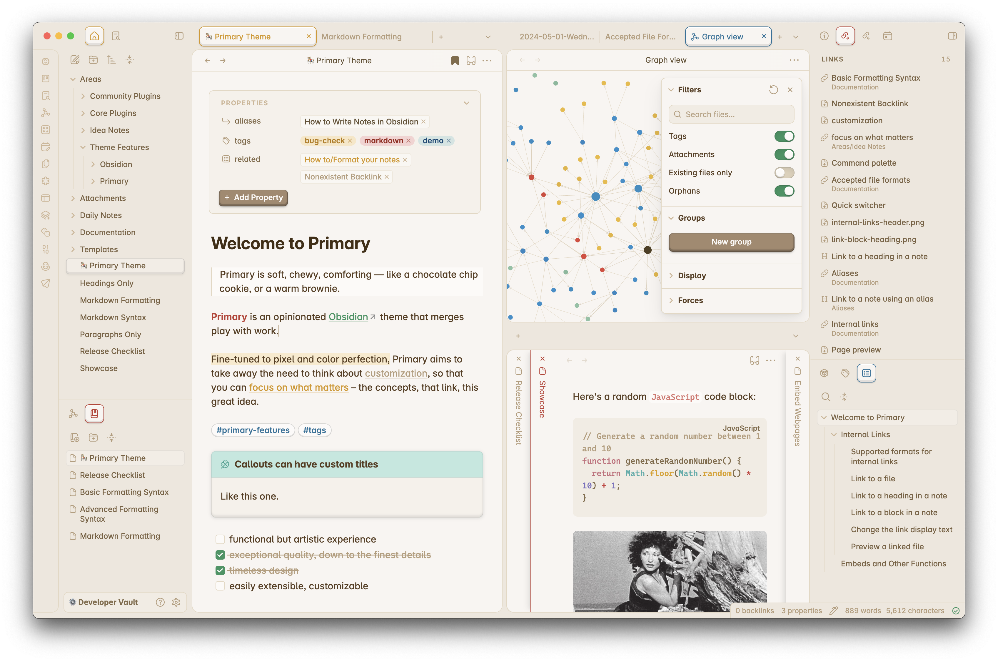 Primary for Obsidian on Desktop - Light Mode