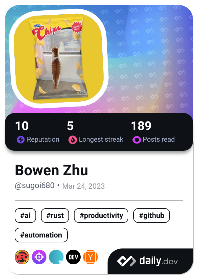 Bowen Zhu's Dev Card
