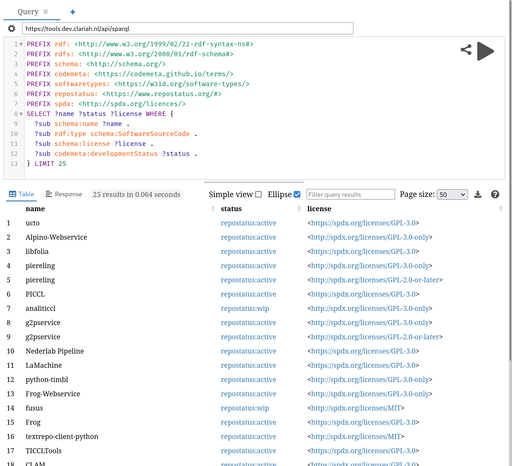 SPARQL frontend