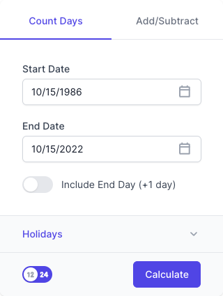 Date Calculator Input Form