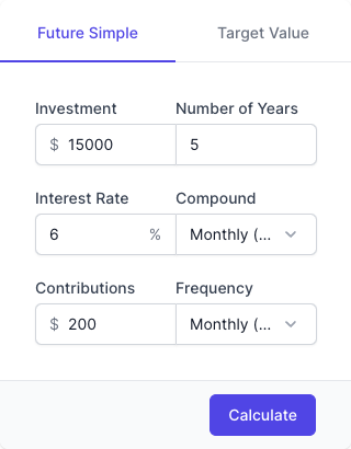 Simple Investment Calculator Input Form