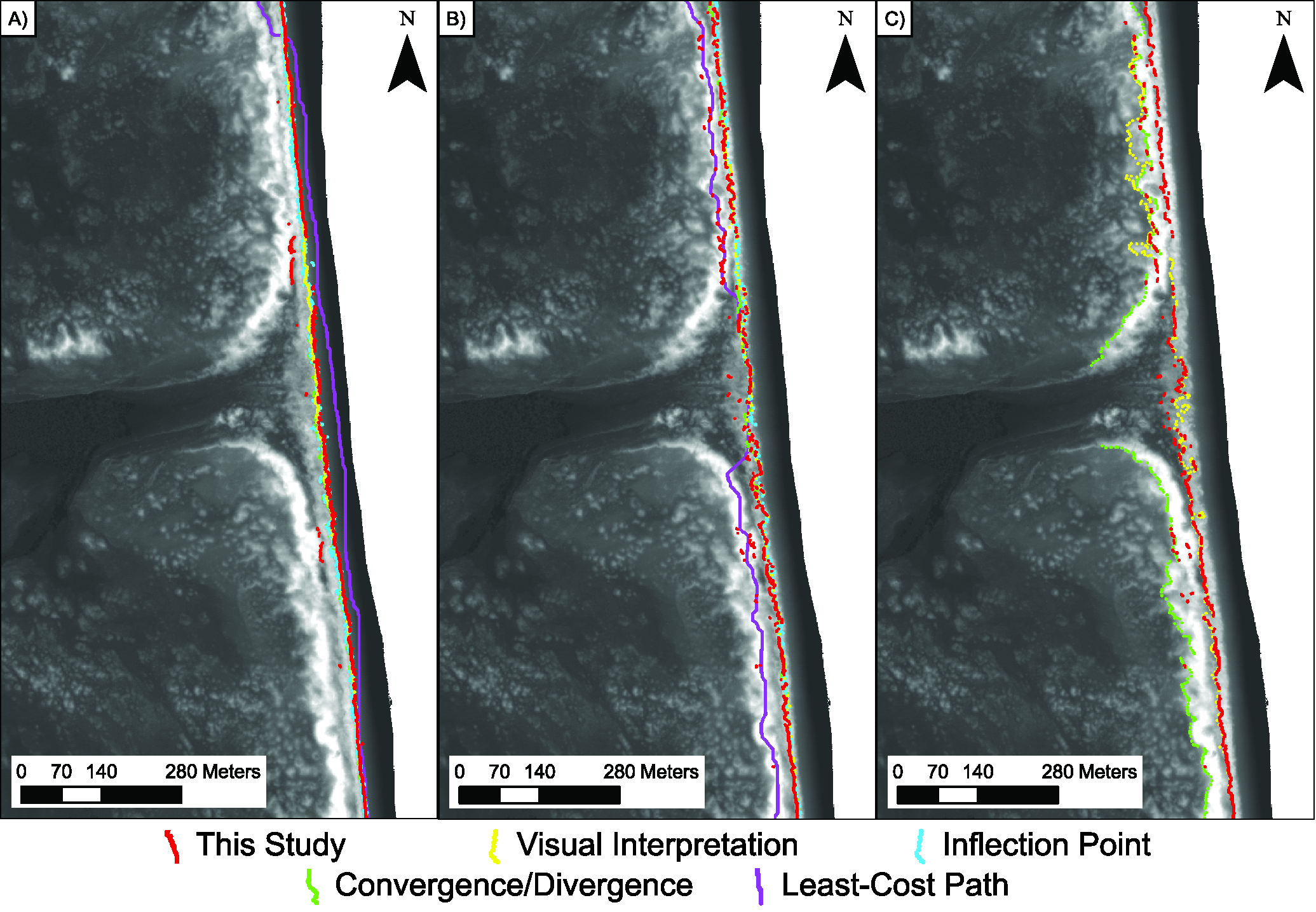 Planview map of where landform morphometrics from this paper