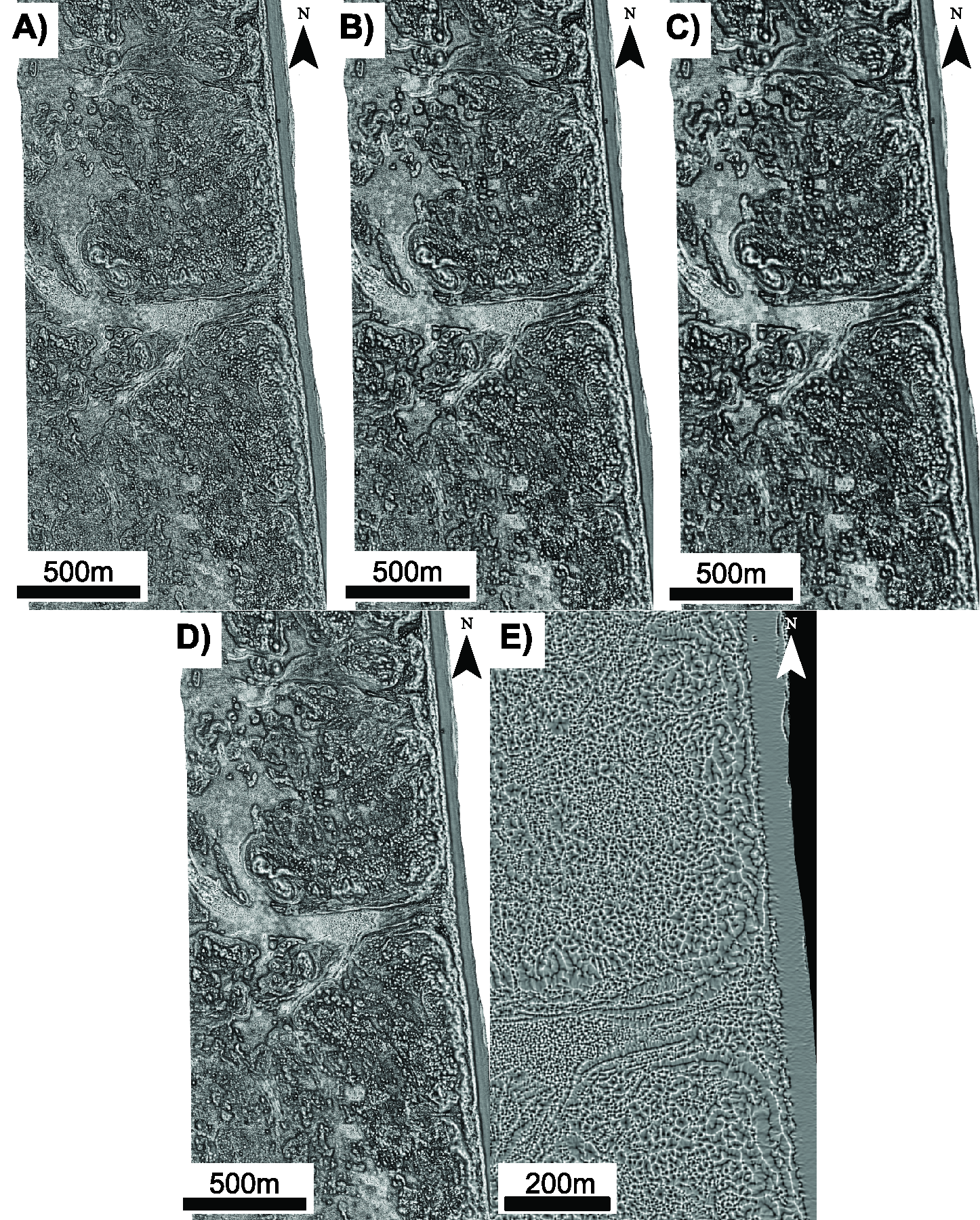 Effect of 2D moving window size on relative relief values