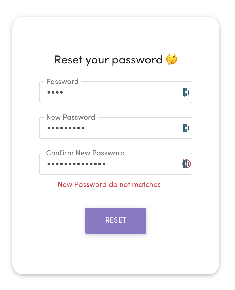 reset password form