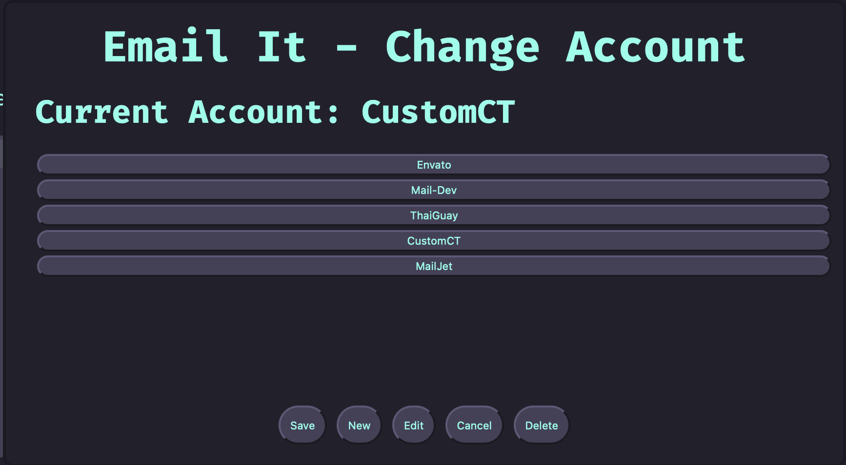 EmailIt Accounts Dialog