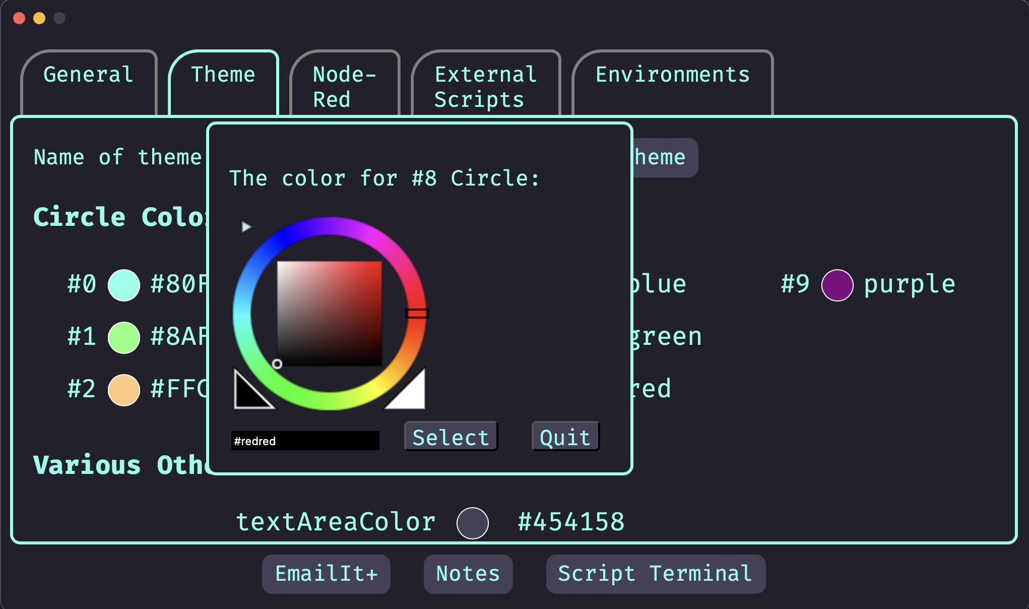 Theme Preferences - Color Picker