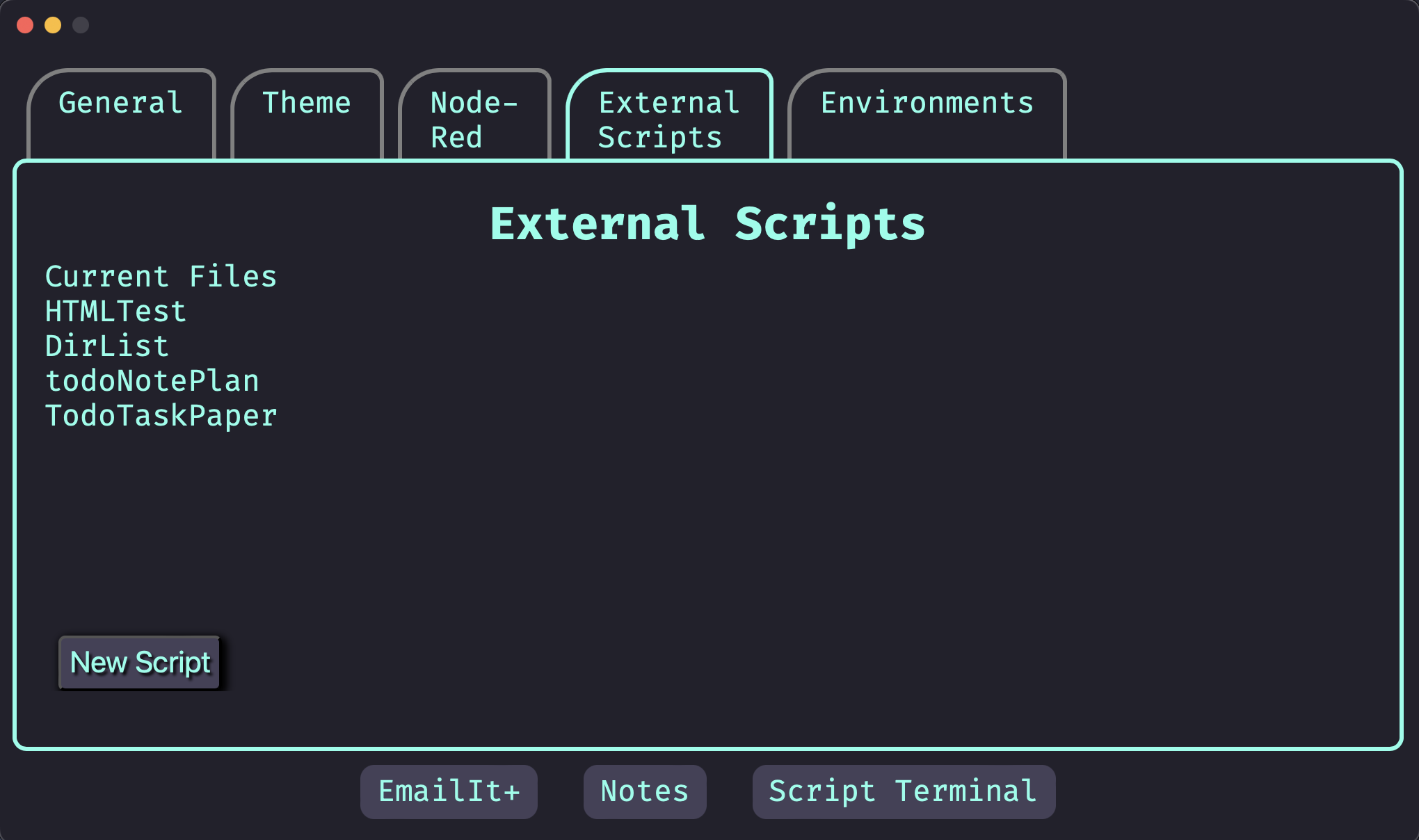 External Scripts Preferences