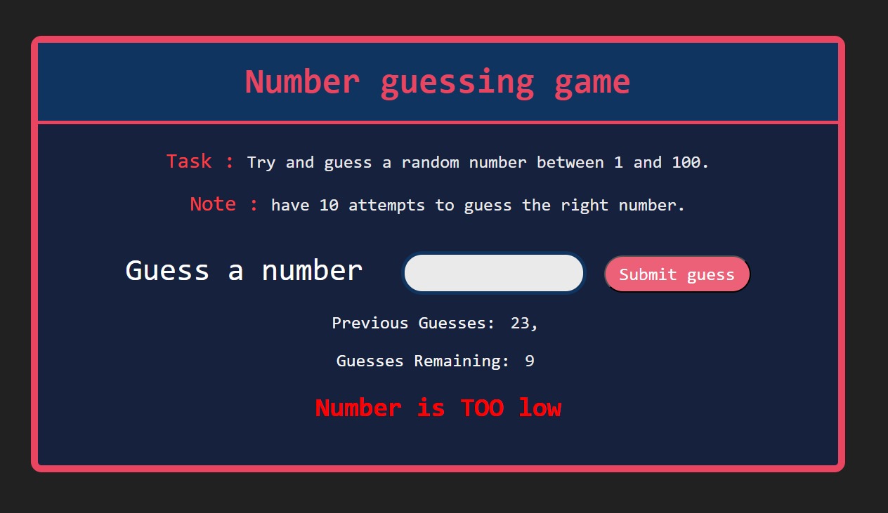 Guess Number Game Project