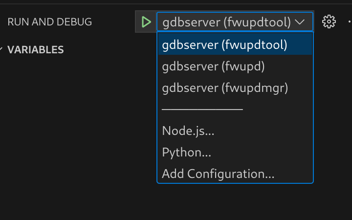 debug tool selector screenshot