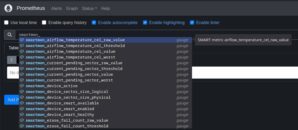 Prometheus smartmon metrics