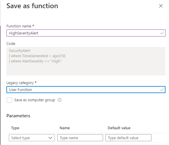 Select name for function