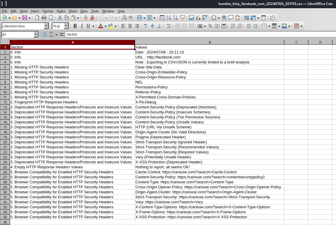 (Linux) - Brief analysis saved as CSV