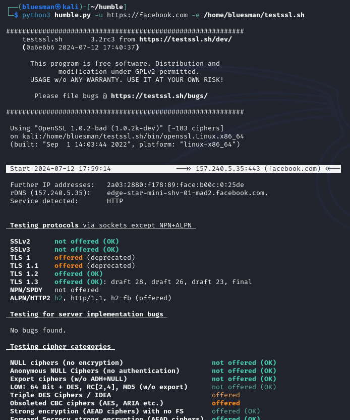 (Linux) - SSL/TLS checks (requires https://testssl.sh/ and Linux/Unix client)