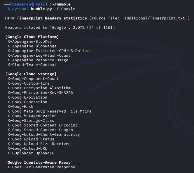 (Linux) - List of HTTP fingerprint headers based on a specific term