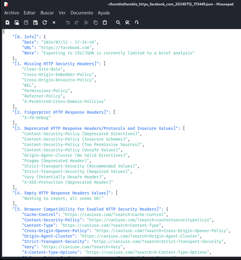 (Linux) - Brief analysis saved as JSON