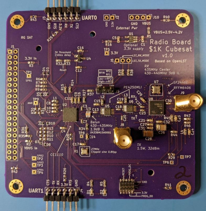 1KCubesat RadioBoard V1 Front