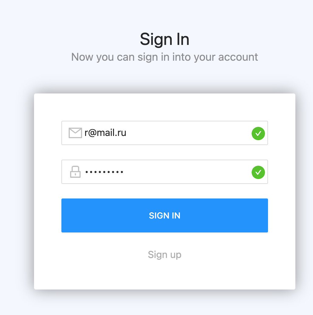 Sign in page preview