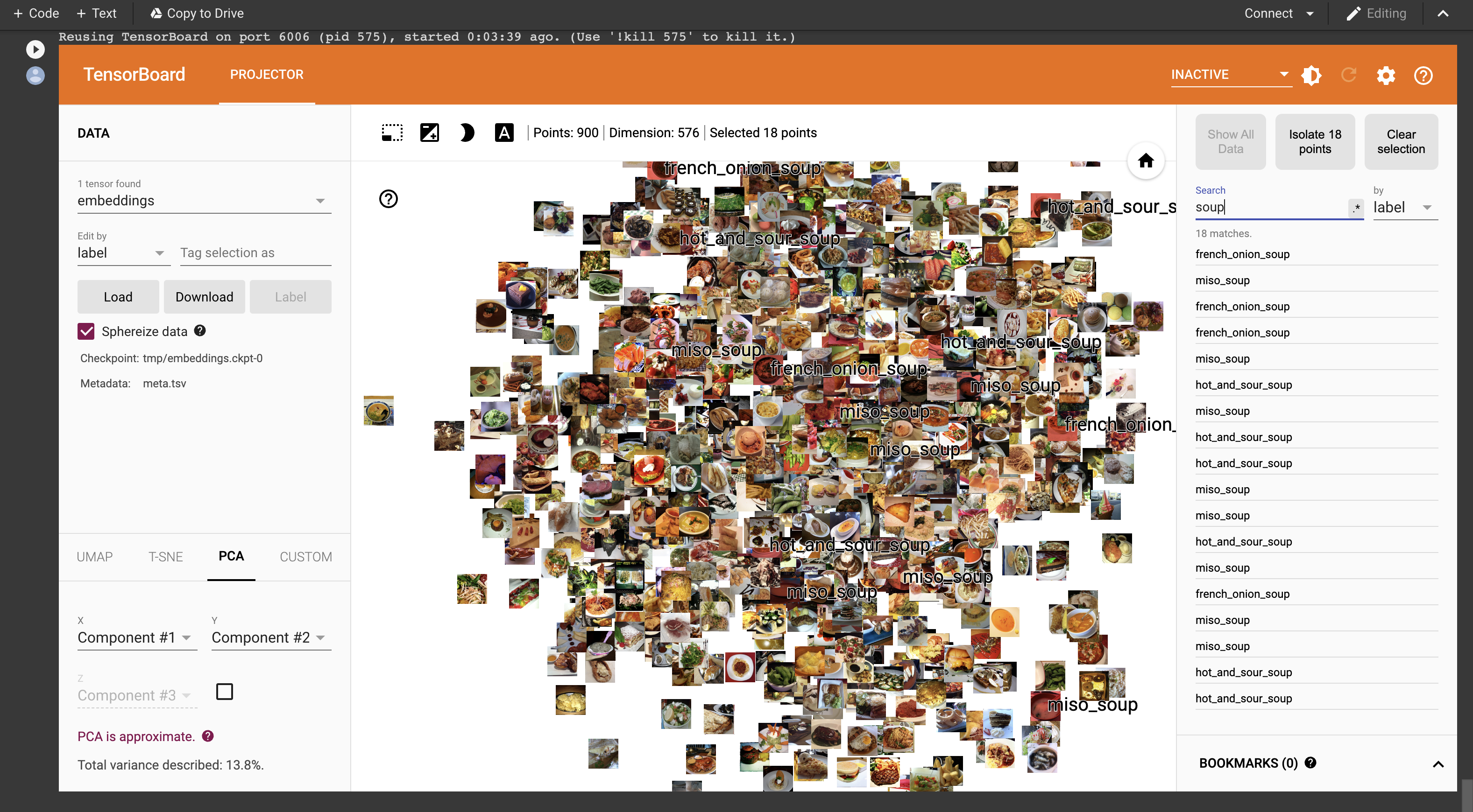 Tensorboard Projector integration is explained in our Colab notebook