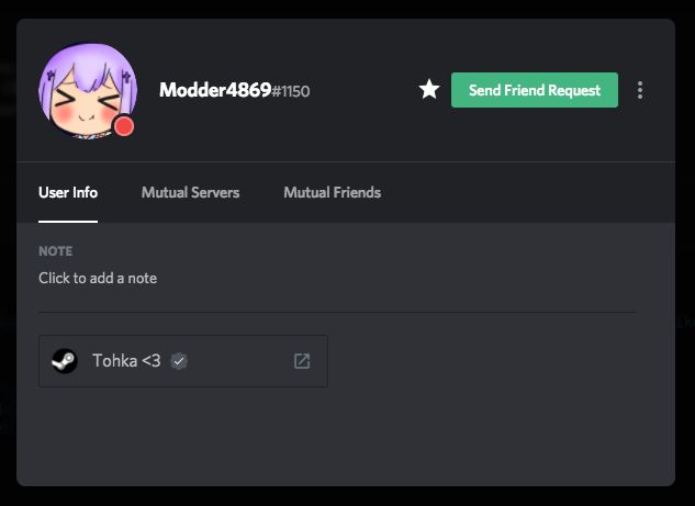 User profile modal