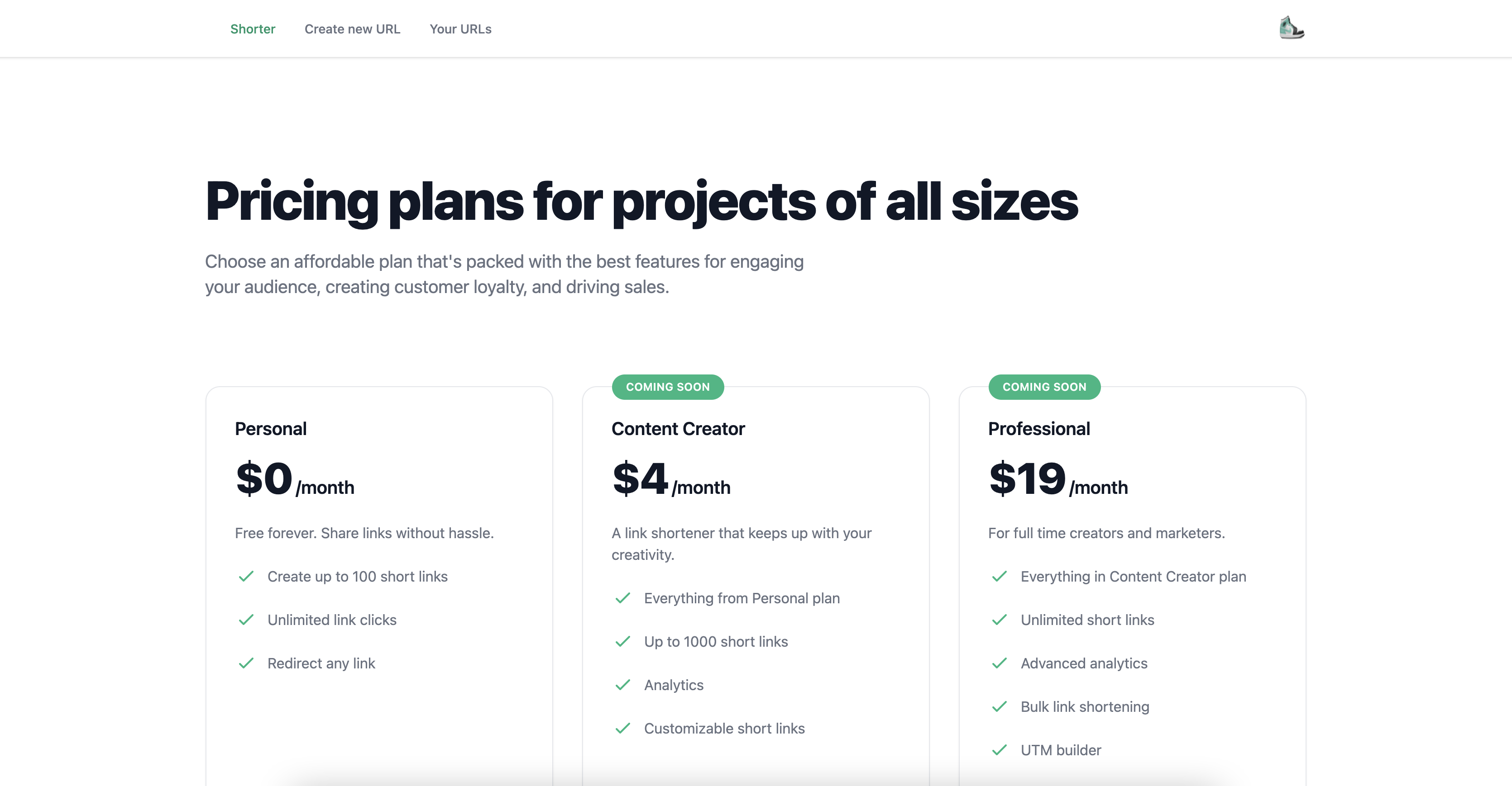shorter pricing page