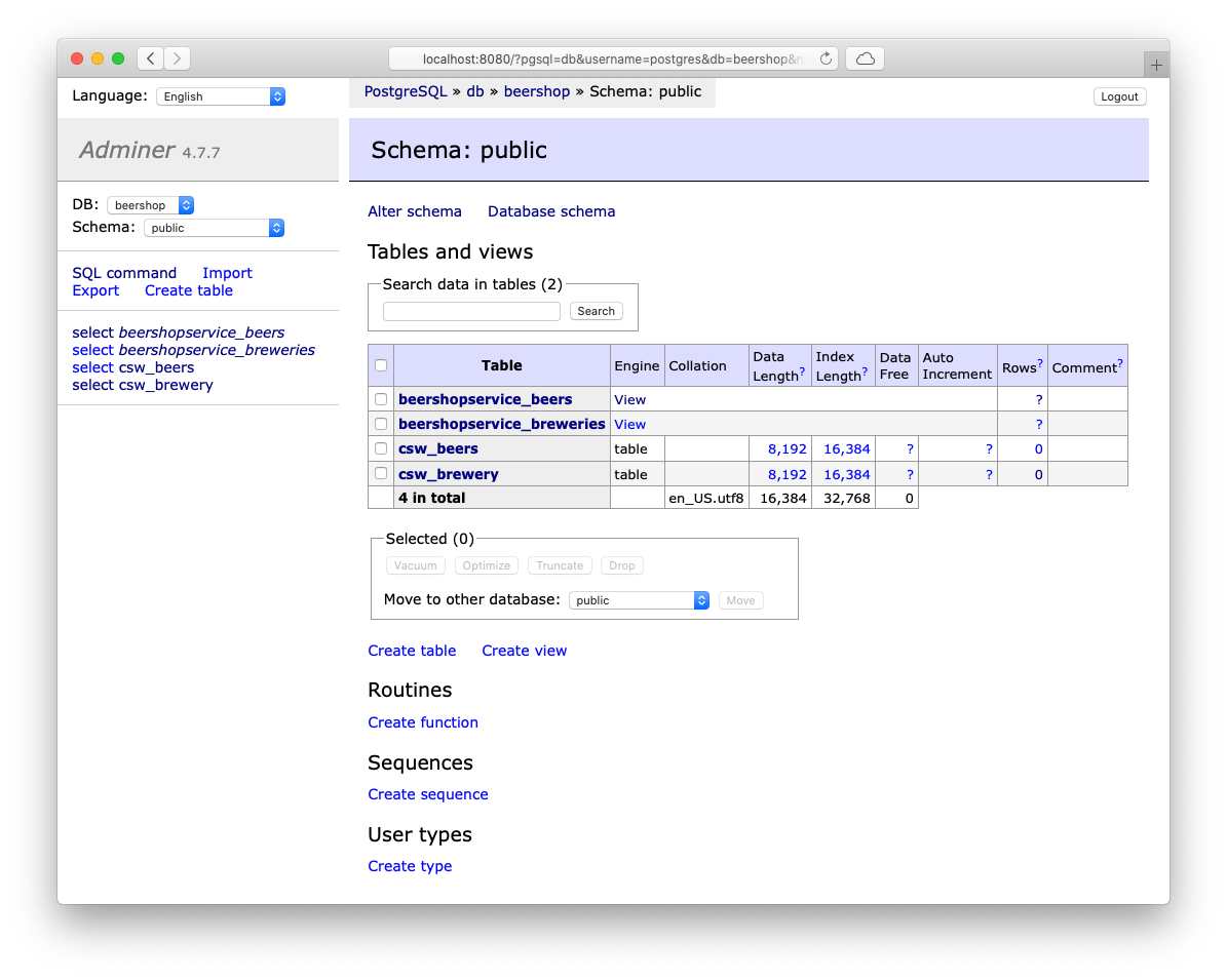 postgresql beershop database