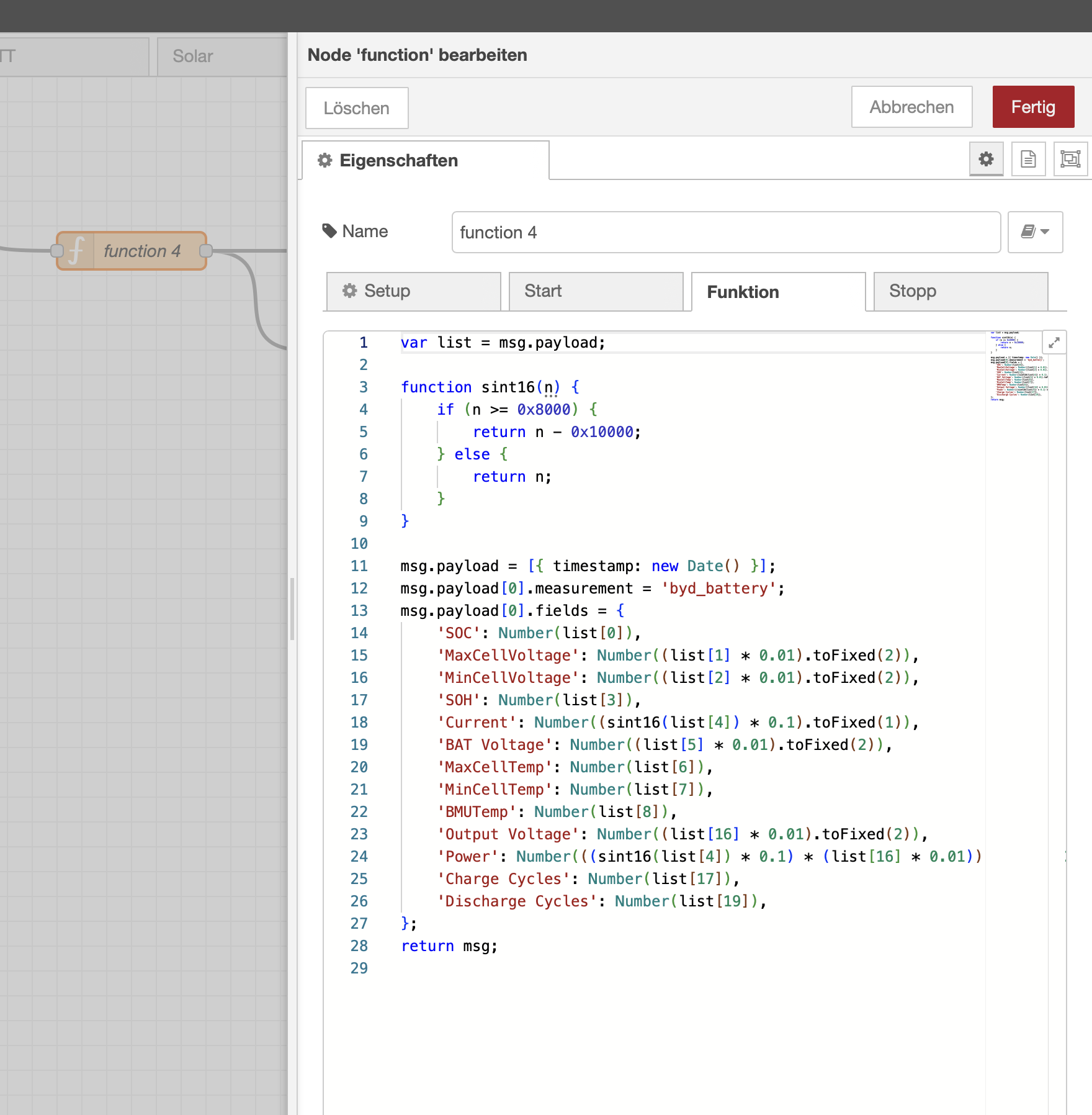 Add a function to convert the registers to a JSON struct