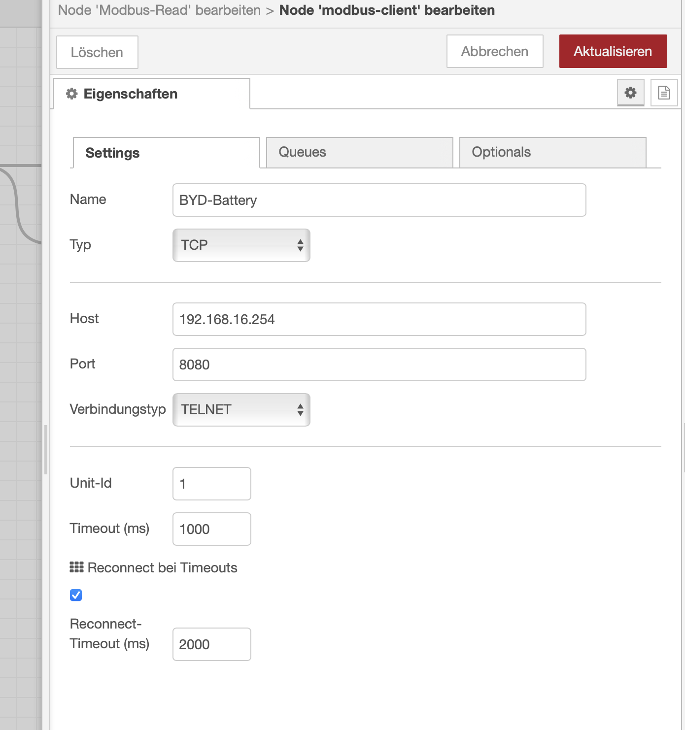 Configure the Modbus server