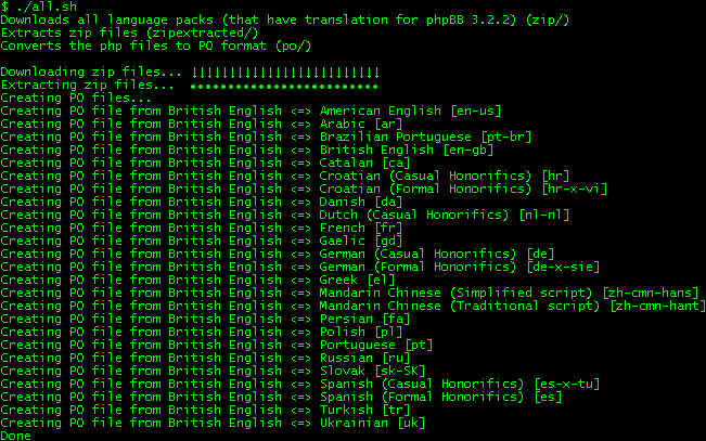 Screenshot of PO converter in terminal