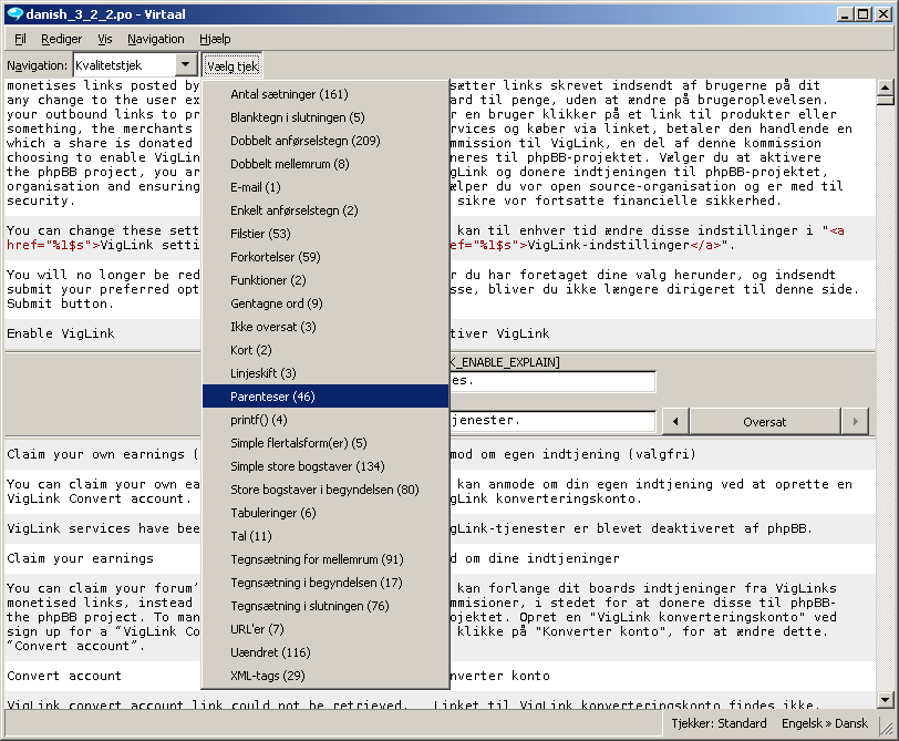 Screenshot of PO file in Virtaal