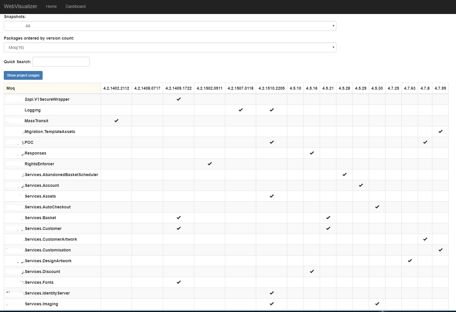 Package List With Versions