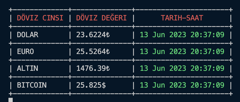 Döviz CLI Tool Örneği