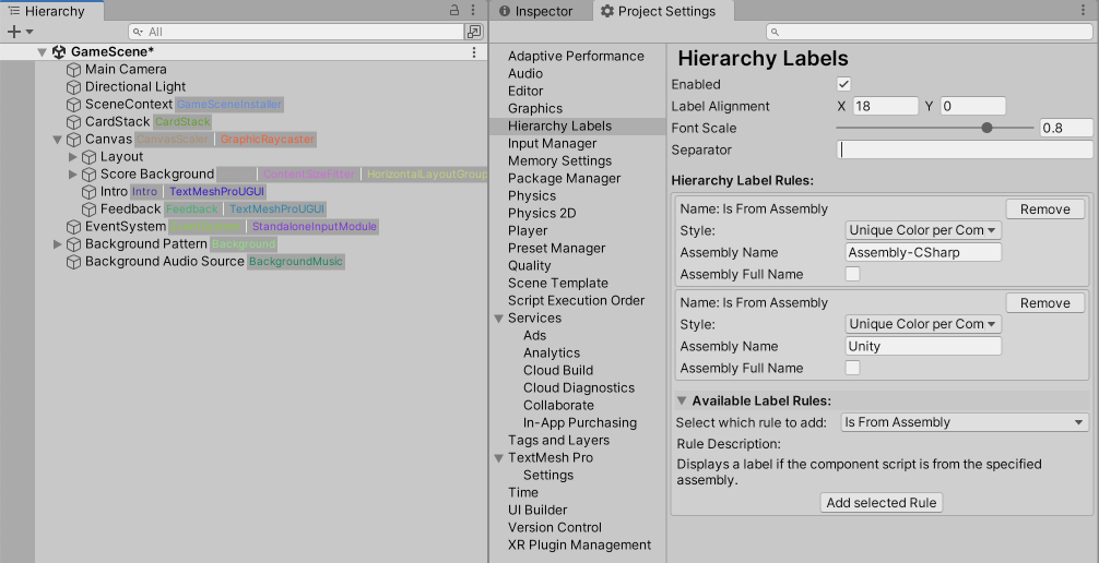 Example of styling each label with a random color per component