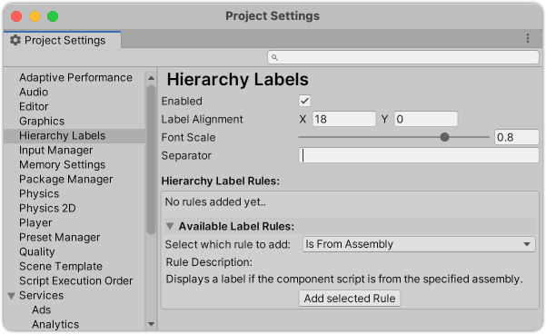Example of project settings for this plugin