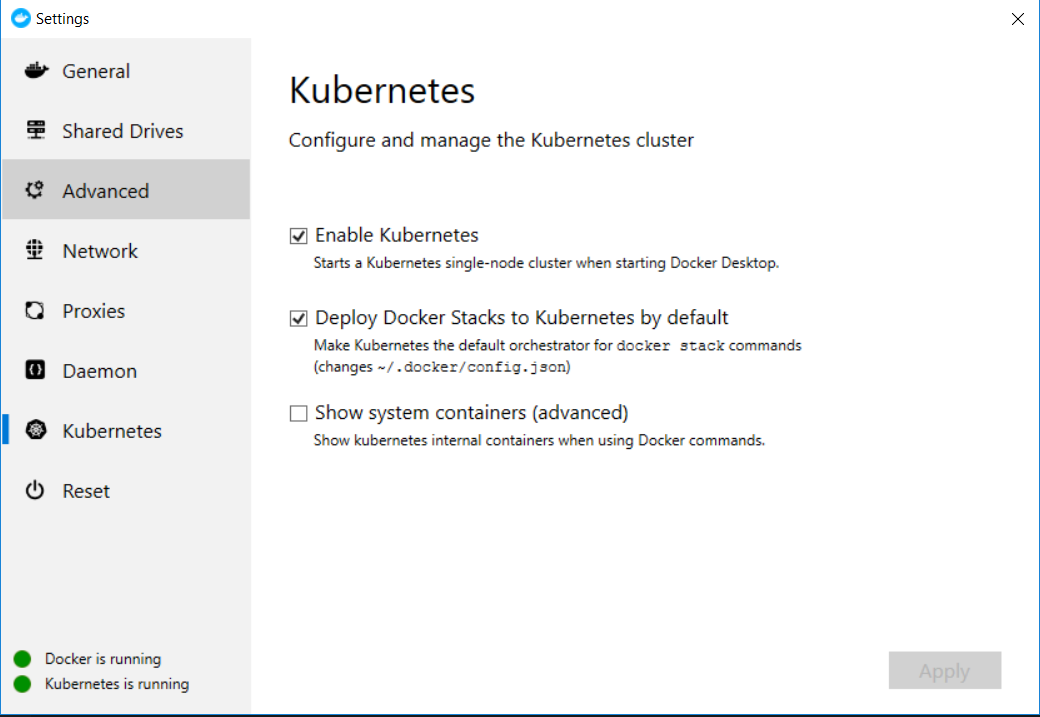 k8s settings in docker desktop