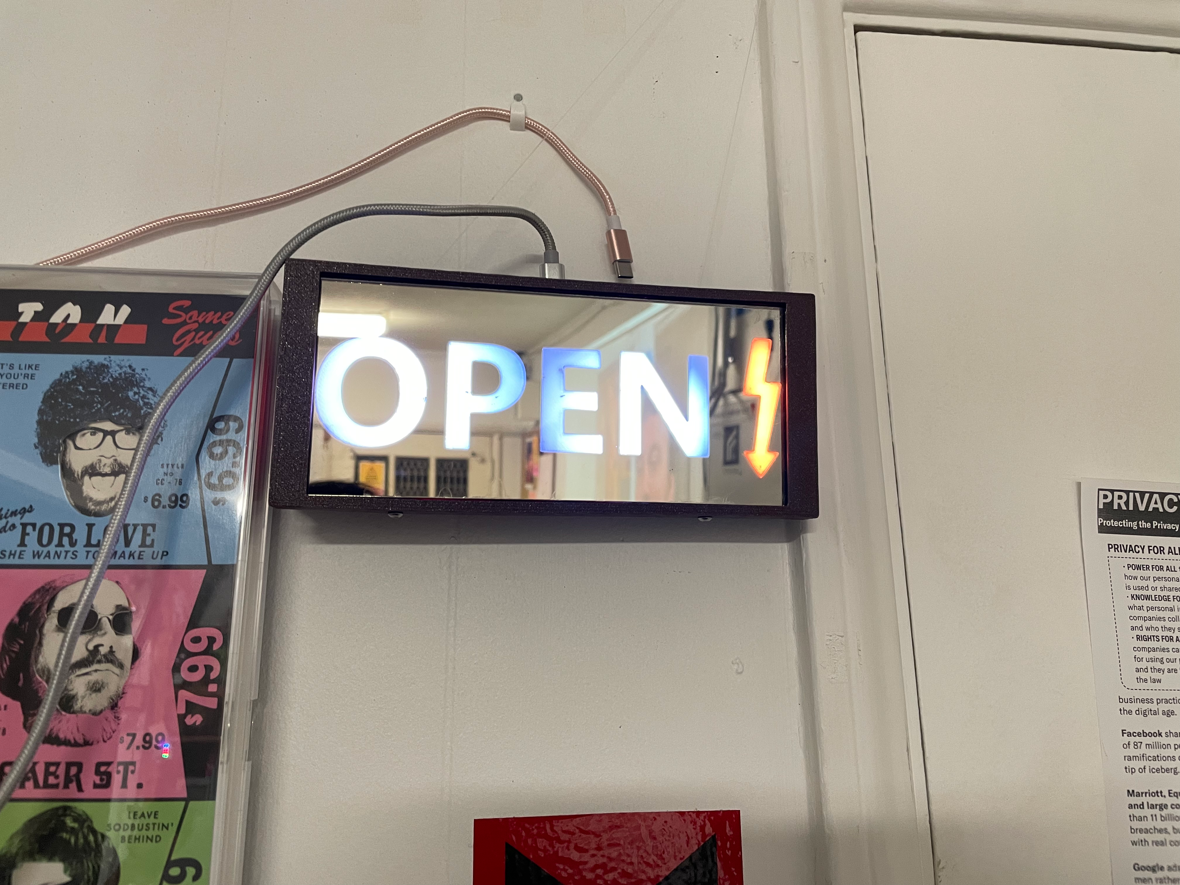 Picture of sign turned on