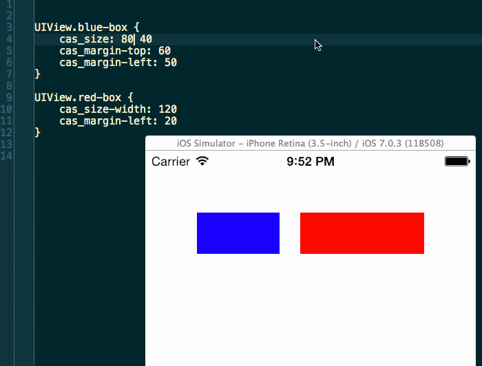 Gif showing editing layout constants results in real time layout updates