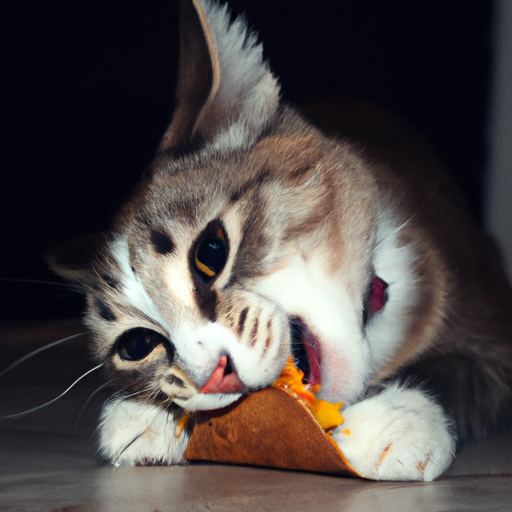 a cat eating a taco