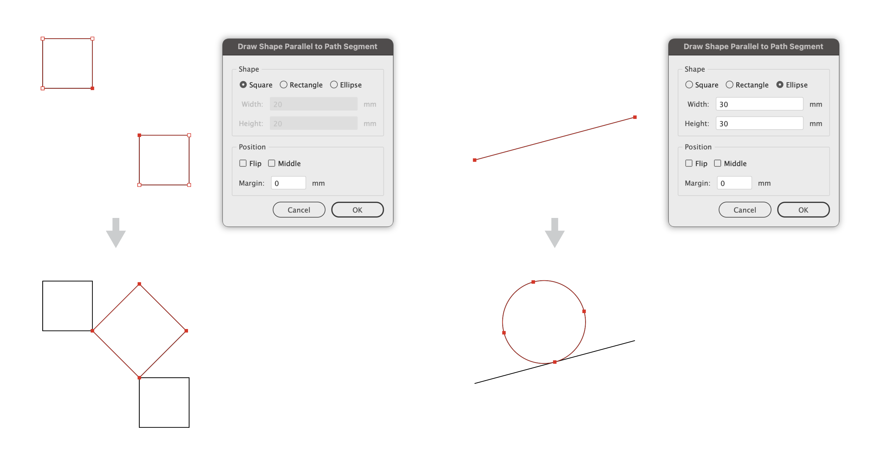 Draw Shape Parallel to Path Segment