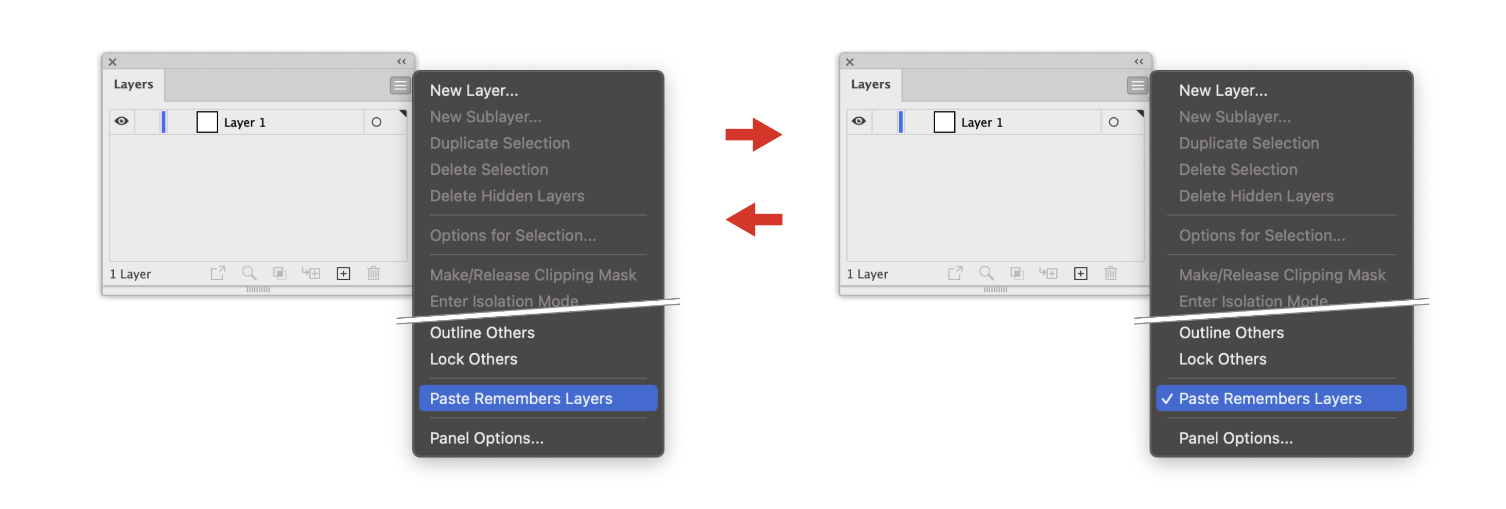 Toggle Paste Remembers Layers