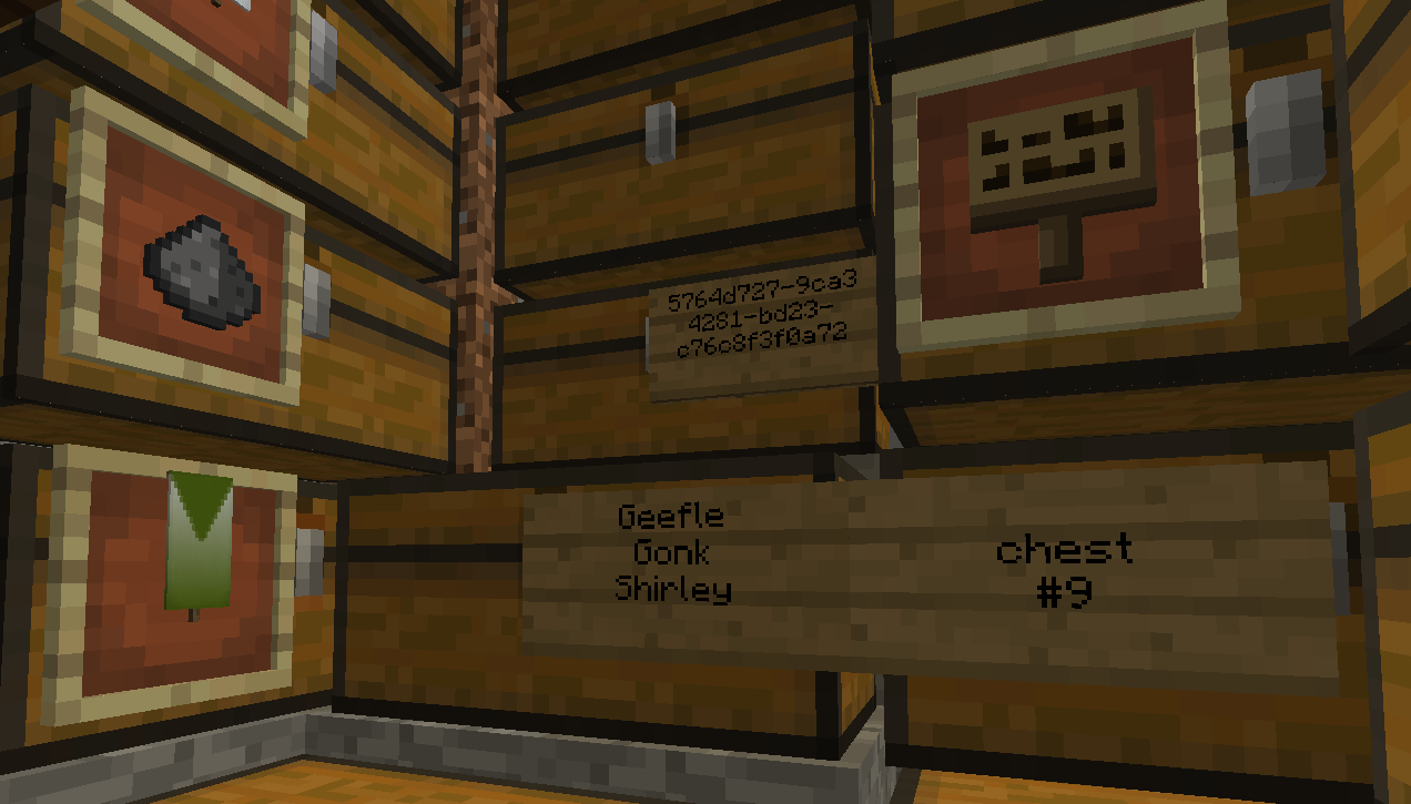 chests with IDs on signs and item frames