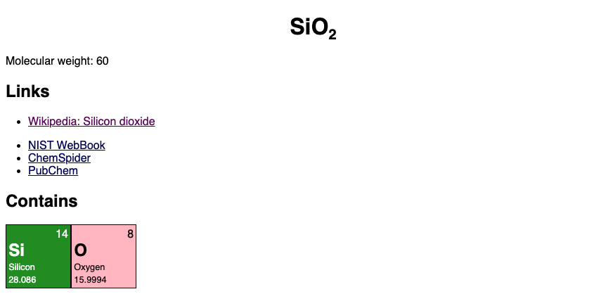 SiO2 compound details