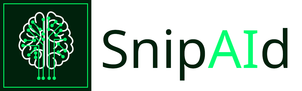 Logo: Brain with green-wired synapses, next to it the text 'SnipAId'