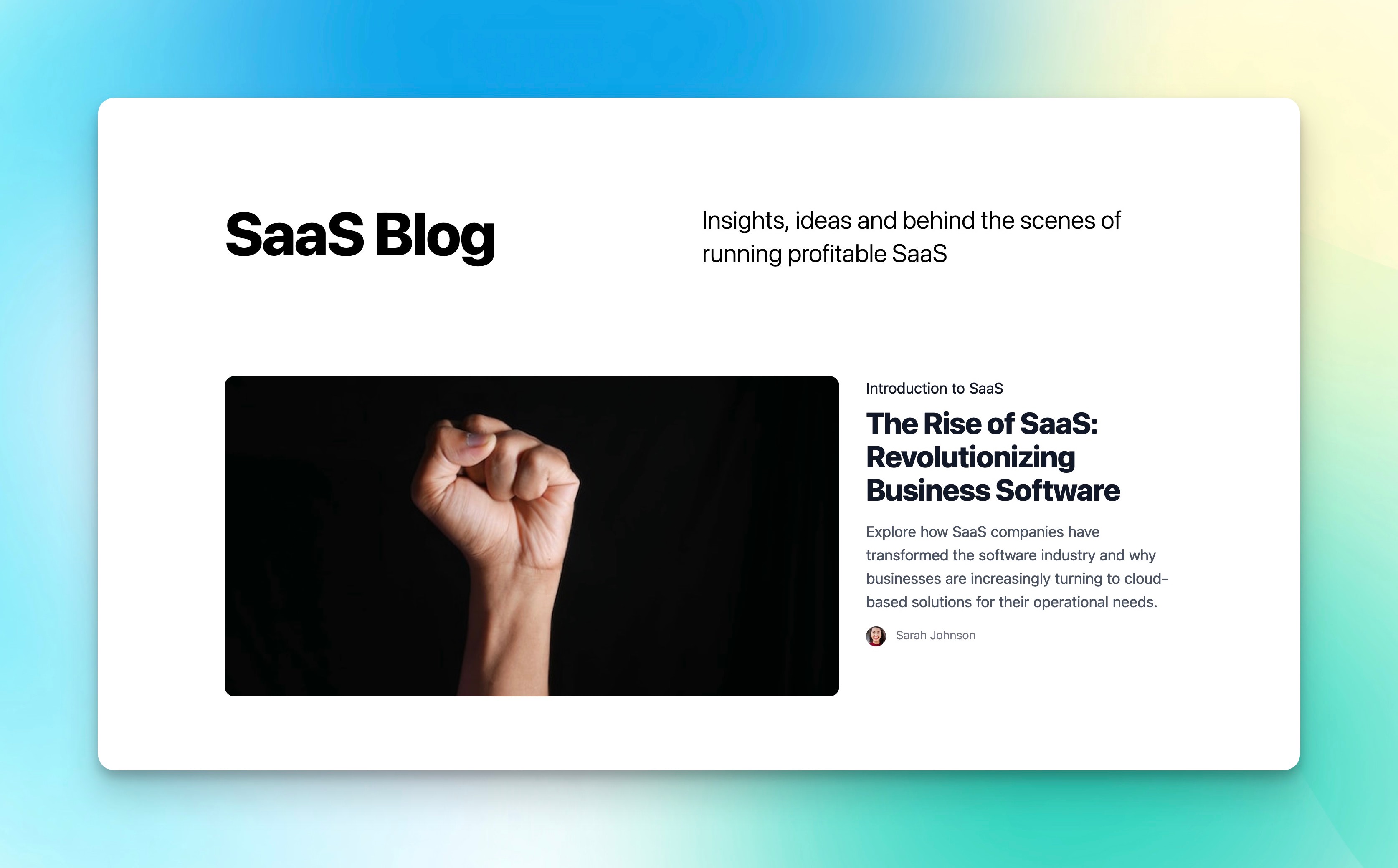 preview of the SaaS blog template, built with HTML and Tailwind CSS