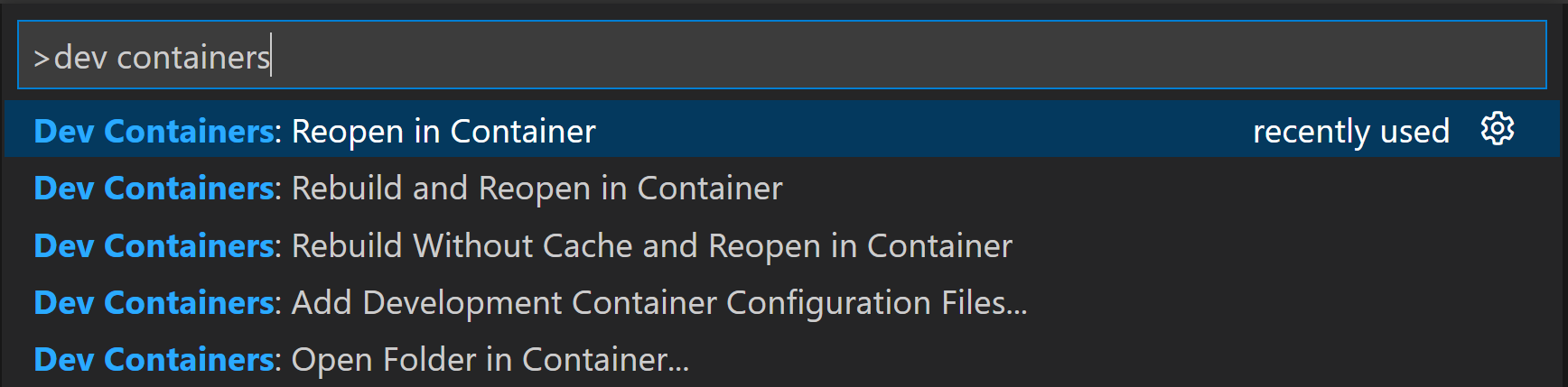 VSCode ReBuild and ReOpen in Container