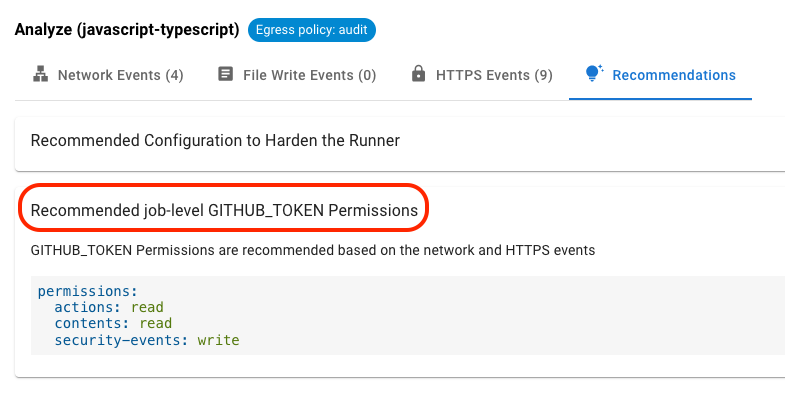 View recommendation for minimum GITHUB_TOKEN permissions