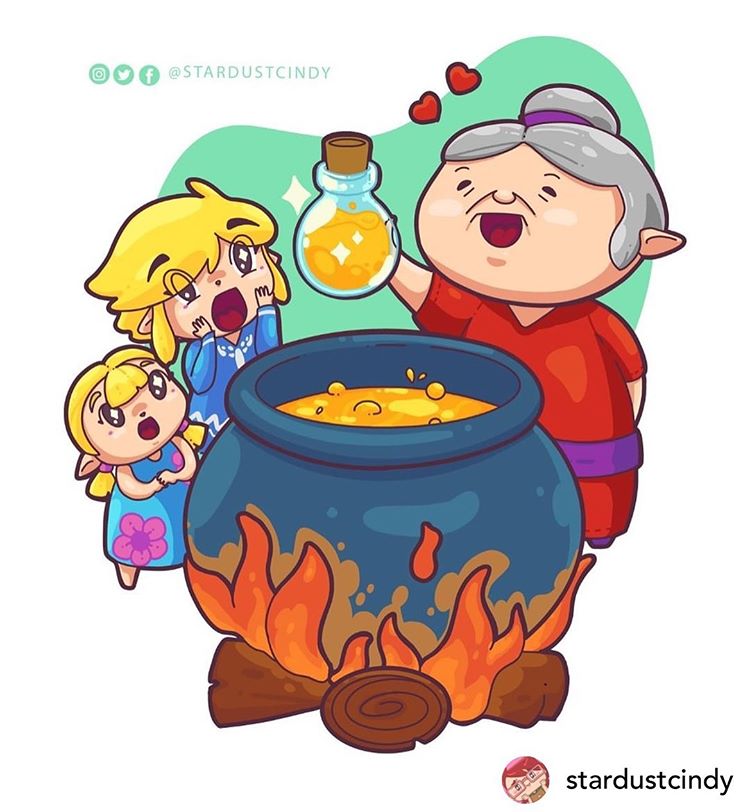 Picture of the Grandma from Windwaker, making soup