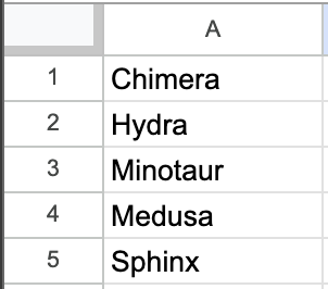 The output shows the generated list across multiple cells.